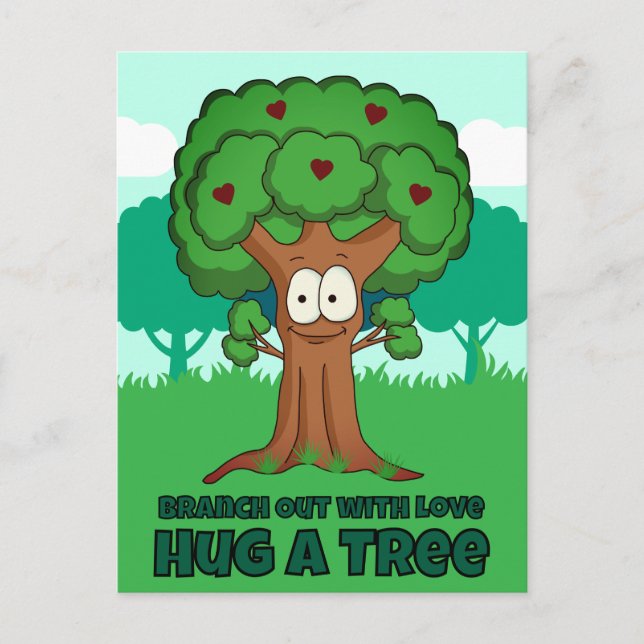 Carte Postale Sortir Avec L'Amour Accrocher Un Arbre (Devant)