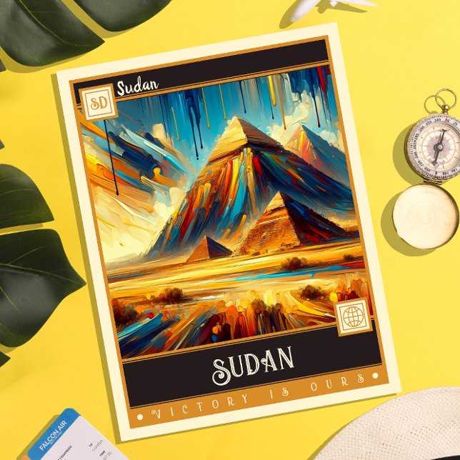 Carte Postale Soudan | Peinture Vintage (Créateur téléchargé)