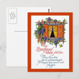 Carte Postale Souhait d'anniversaire vintage