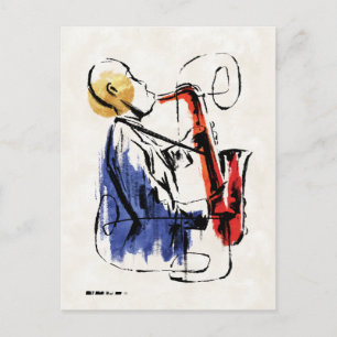 Carte Postale Soul   Lecteur Saxophone Art éditorial