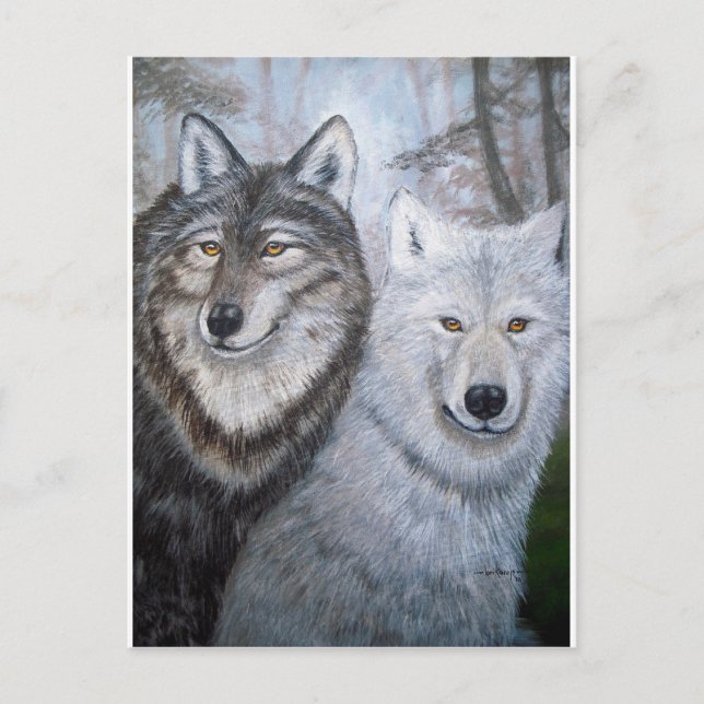 Carte Postale Soul Mates Wolves par Lori Karels (Devant)