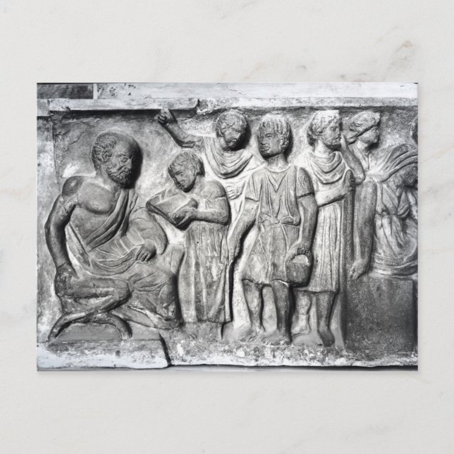 Carte Postale Soulagement montrant un garçon lisant à son profes (Devant)