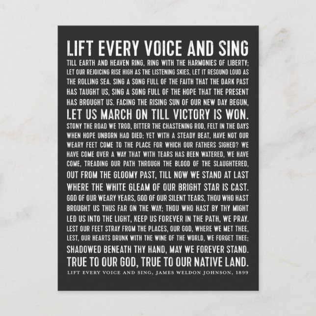 Carte Postale Soulevez chaque voix et chante Histoire noire Poés (Devant)