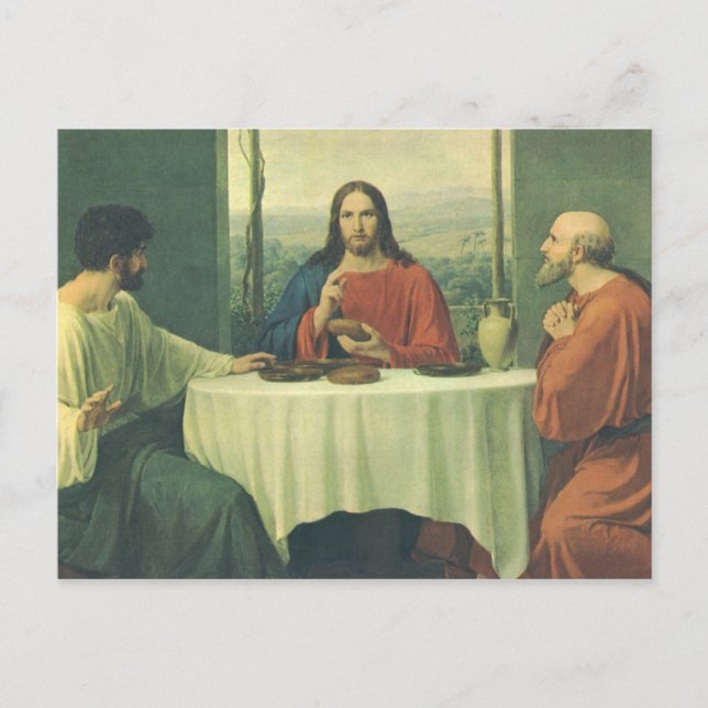 Carte Postale Souper vintage à Emmaüs avec Jésus-Christ (Devant)