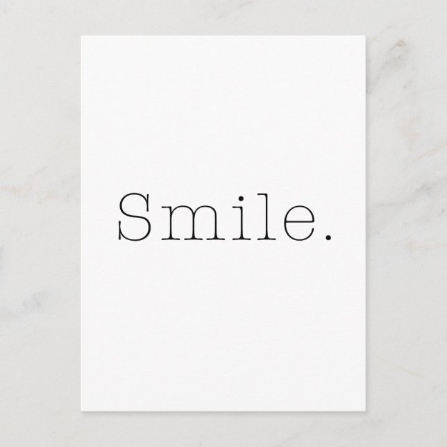 Carte Postale Souriez. Modèle de devis de sourire noir et blanc (Devant)