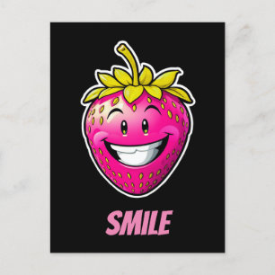 Carte Postale Sourire aux fraises roses