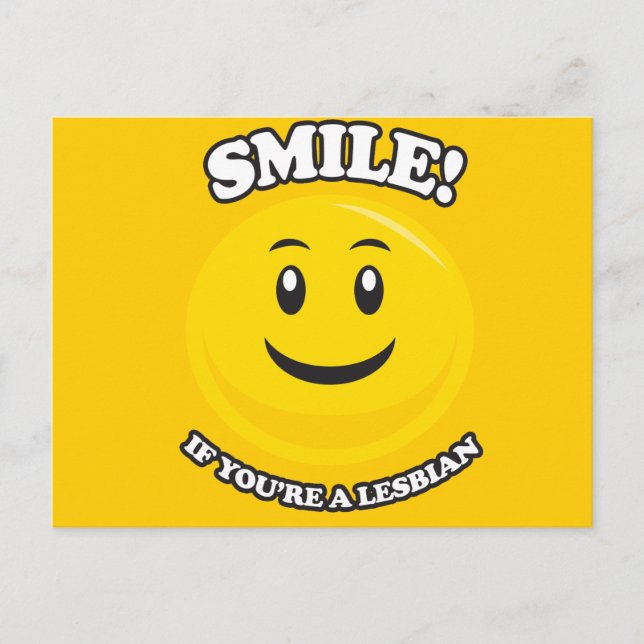 CARTE POSTALE SOURIRE SI TU ES LESBIENNE (Devant)