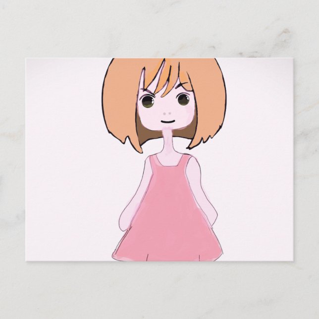 Carte Postale Sourire timide en rose (Devant)