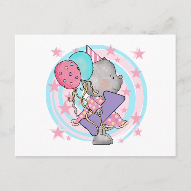 Carte Postale Souris 1er anniversaire T-shirts et cadeaux (Devant)