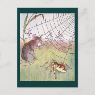 Carte Postale Souris, araignée et Web dans la prairie
