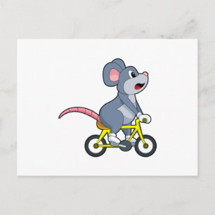 Carte Postale Souris avec Bicyclette