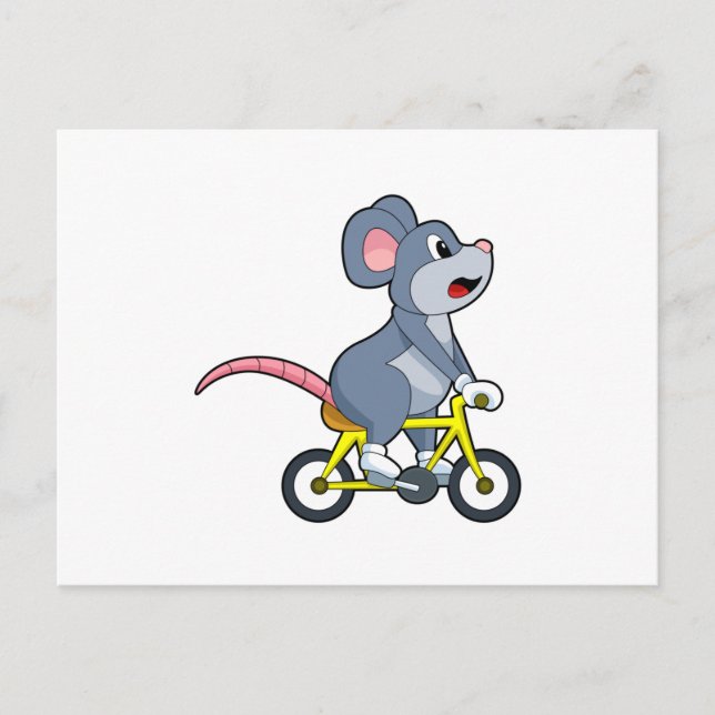 Carte Postale Souris avec bicyclette (Devant)