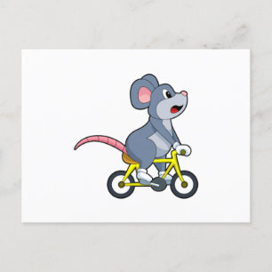 Carte Postale Souris avec vélo