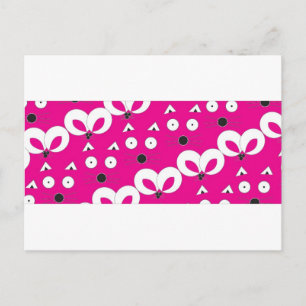 Carte Postale Souris Chat Motif rose chaud