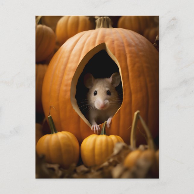 Carte Postale Souris citrouille (Devant)