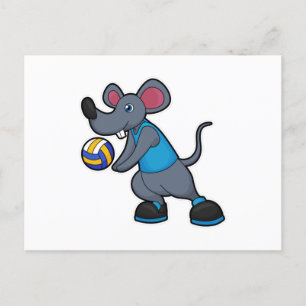 Carte Postale Souris comme joueur de volleyball avec volleyball