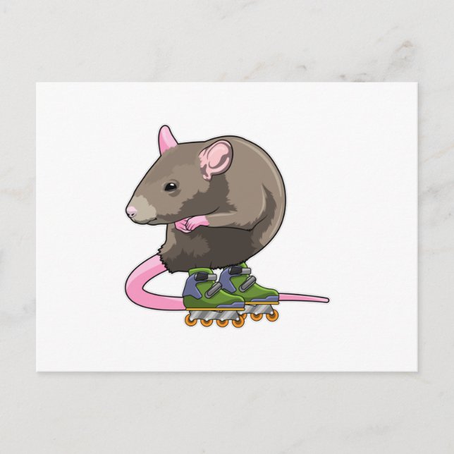 Carte Postale Souris comme Patinage en ligne avec Patins en lign (Devant)