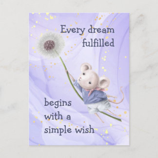 Carte Postale Souris Dandelion Chaque Rêve Simple Souhait