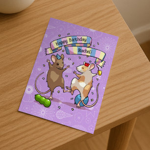 Carte Postale Souris dansantes Ajoutez le nom Joyeux Anniversair