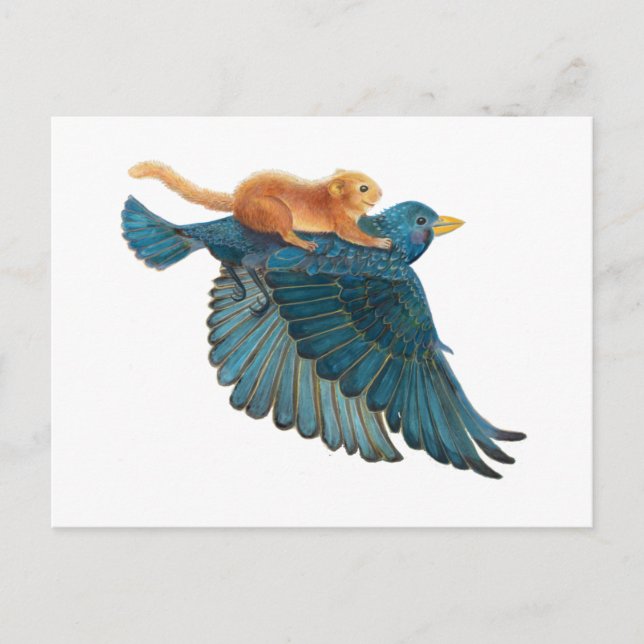 Carte Postale Souris de brume et Starling volant (Devant)