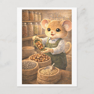 Carte Postale Souris de carrière comme commis d'épicerie