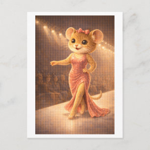 Carte Postale Souris de carrière comme mannequin de mode sur cat