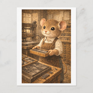 Carte Postale Souris de carrière en imprimante