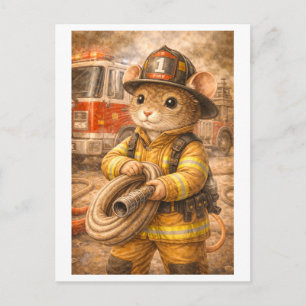 Carte Postale Souris de carrière en tant que pompier