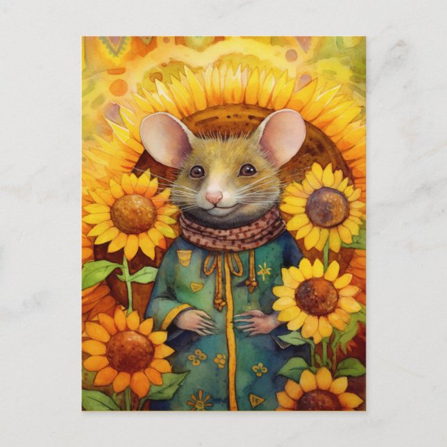 Carte Postale Souris de jardin de tournesol 1 de 17 (Devant)