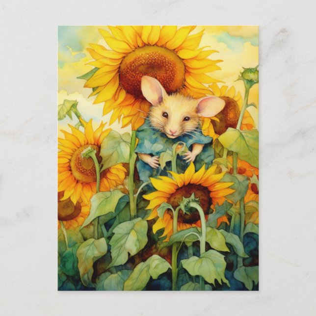 Carte Postale Souris de jardin de tournesol 2 de 17 (Devant)