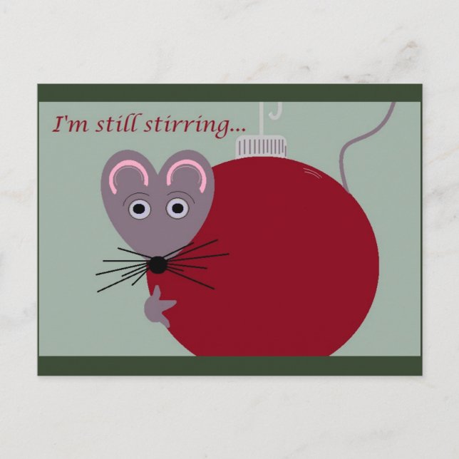 Carte Postale Souris de Noël avec ornement est toujours en train (Devant)