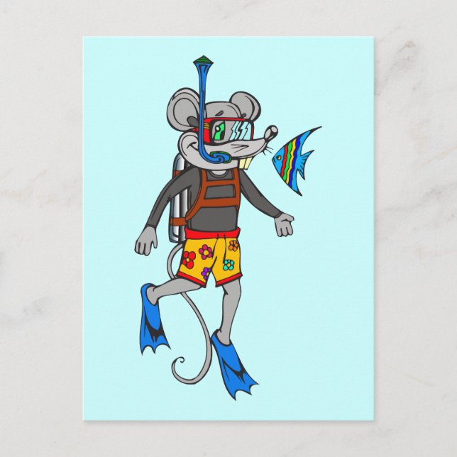 Carte Postale Souris de plongée sous-marine (Devant)