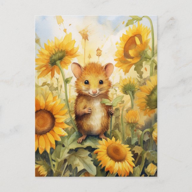 Carte Postale Souris de tournesol Jardin 17 de 17 (Devant)
