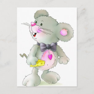 Carte Postale Souris drôle avec fromage