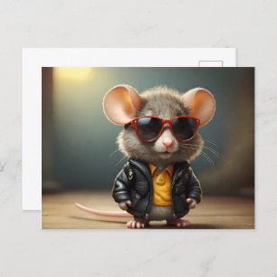 Carte Postale Souris drôle avec lunettes