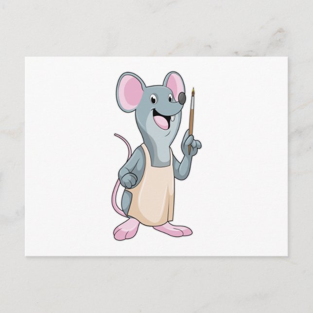 Carte Postale Souris en tant que peintre avec pinceau (Devant)