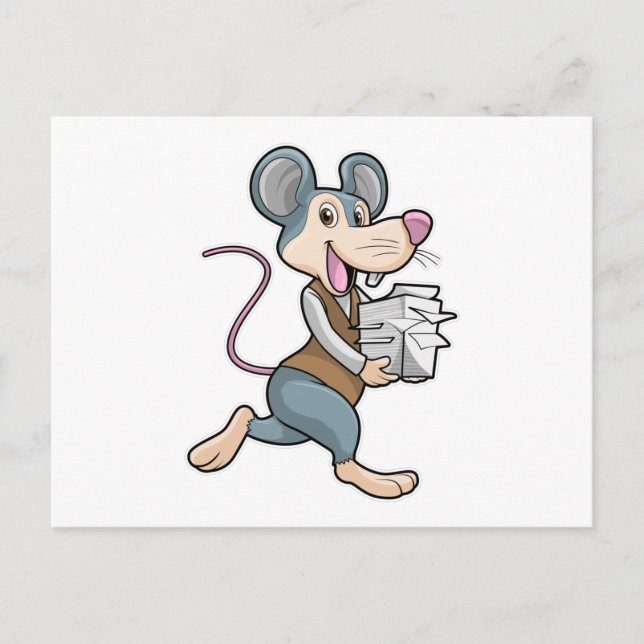Carte Postale Souris en tant que secrétaire avec papier (Devant)