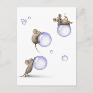 Carte Postale Souris et bulles