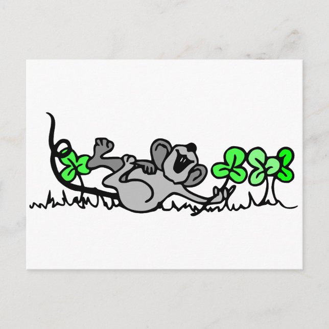 Carte Postale Souris Jouant En Shamrock (Devant)