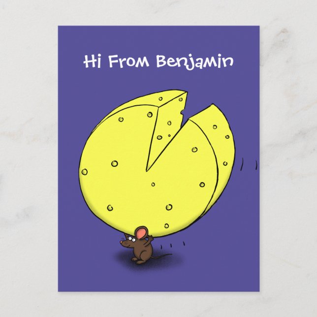 Carte Postale Souris mignonne avec dessin animé au fromage (Devant)