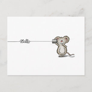 Carte Postale Souris mignonne avec une boîte téléphonique par Se