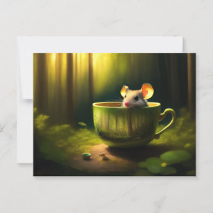 Carte Postale Souris mignonne cachée dans Teacup