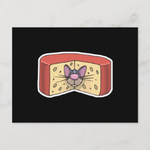 Carte Postale souris mignonne coincée au fromage