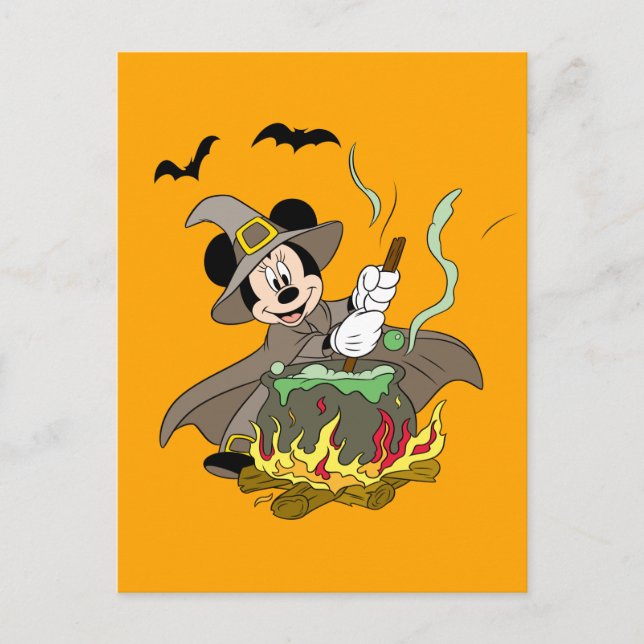 Carte Postale Souris Minnie Halloween Witch (Devant)