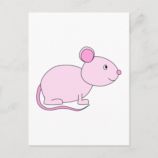 Carte Postale Souris Rose. (Devant)