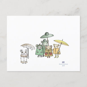 Carte Postale Souris sous la pluie