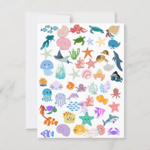 Carte Postale Sous la mer, Impression Aquarelle, Décoration Fine