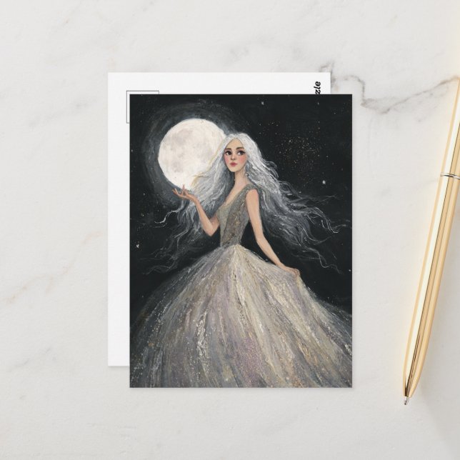 Carte Postale Sous la Pleine lune (Devant/Arrière en situation)