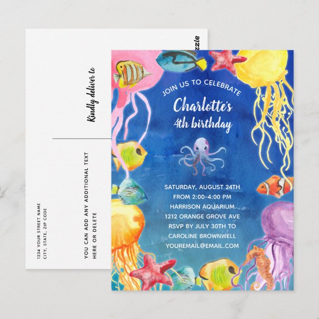 Carte Postale Sous l'invitation de la fête d'anniversaire de la  (Devant / Derrière)