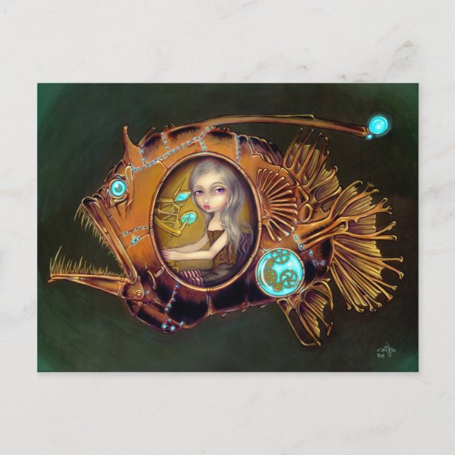 Carte postale "Sous-marin à poissons-pêcheurs" (Devant)